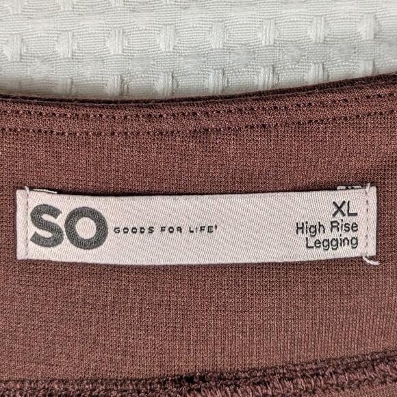 SO Pants XL Womens Brown High Rise Legging Ponte Stretch Zip Pocket Slim Fit - Picture 3 of 4